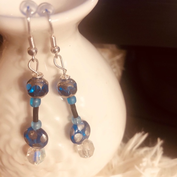 Ocean Sea Glass Blues Earrings - Picture 2 of 3